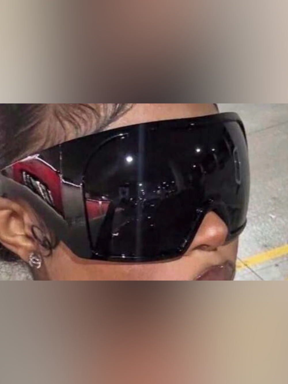 Oversized Black Shield Sunglasses for Women